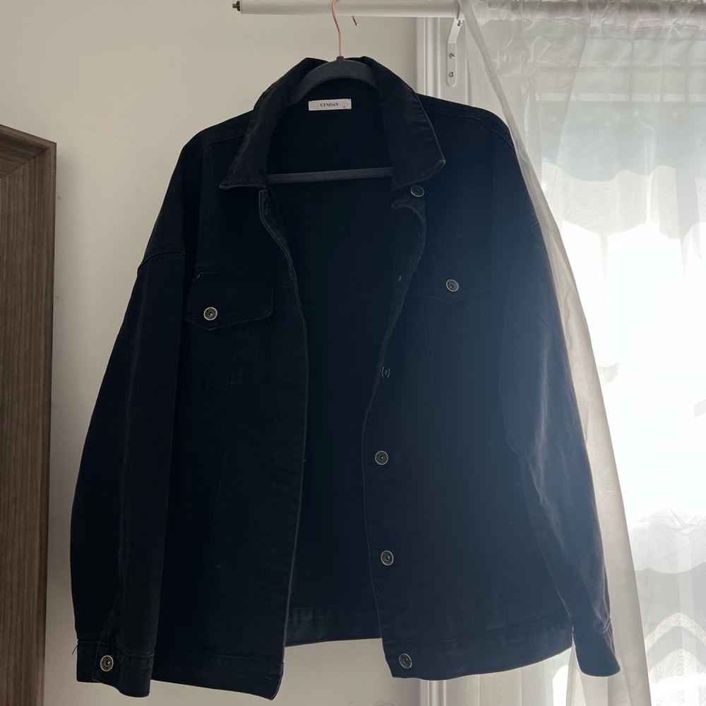Black denim oversized jacket! Size XL